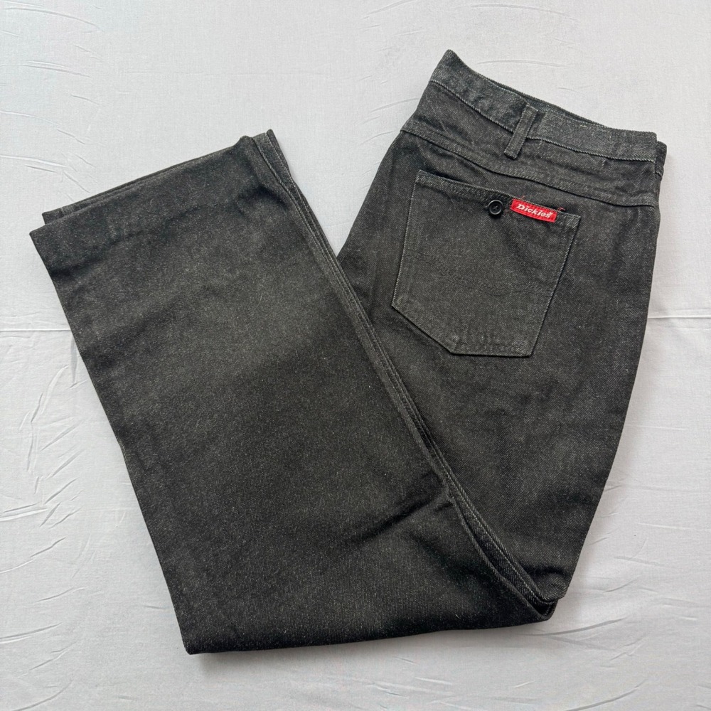 Dickies Mens Black Denim Work Pants Straight Leg Utility Jeans 40x30 Cotton